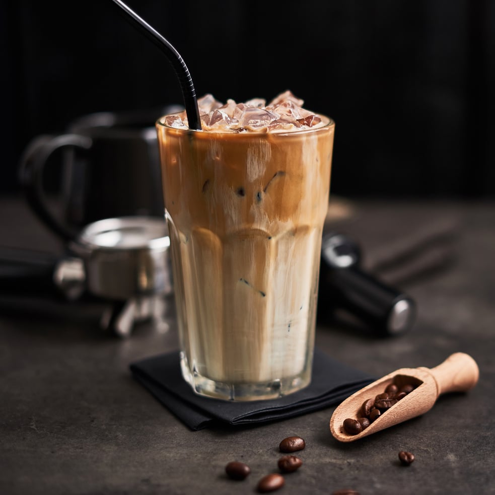 Ice Coffee with Cream in a Tall Glass