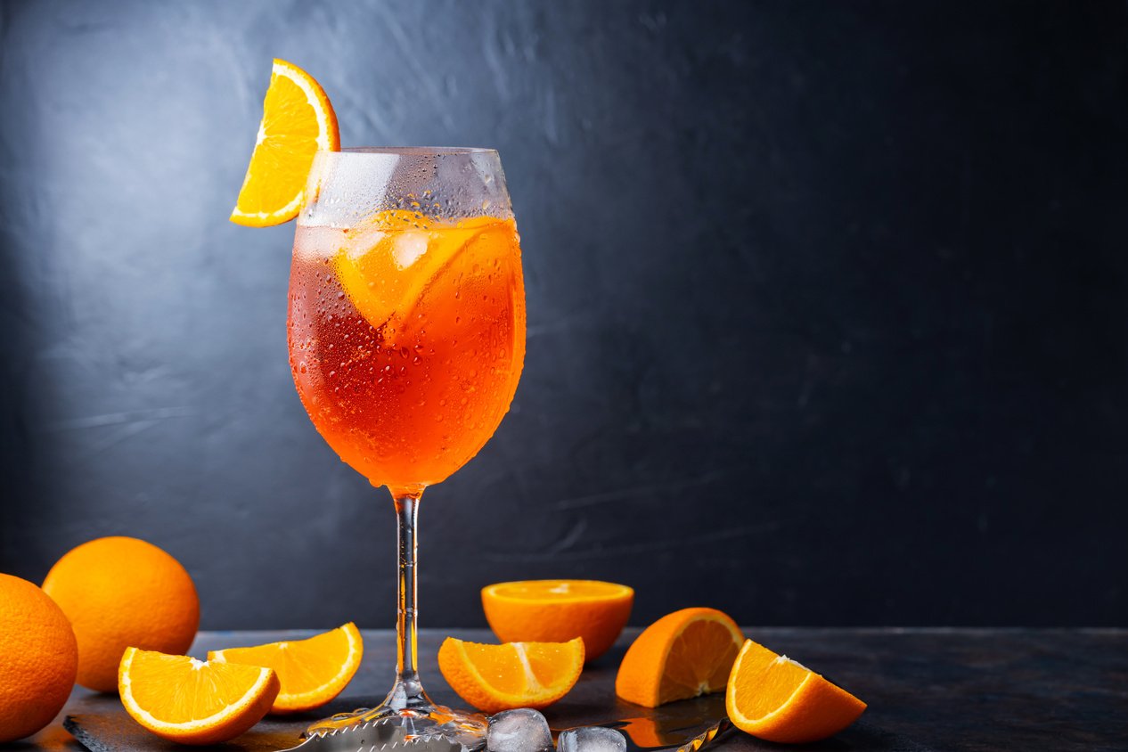 Aperol Spritz Cocktail and Bar Accessories. Italian Aperol Sprit