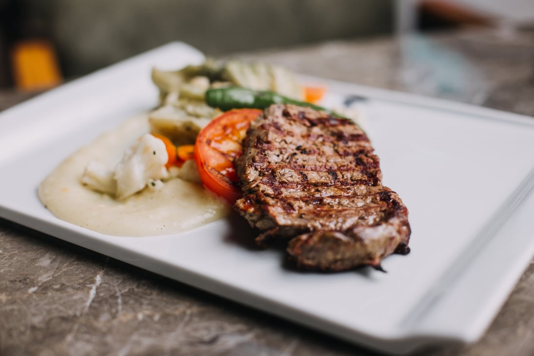 Cooked Meat With Vegetable on White Ceramic Plate