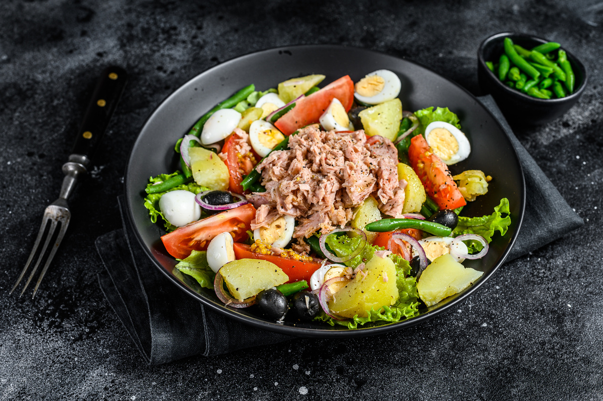 Nicoise Salad  with Tuna on Plate 