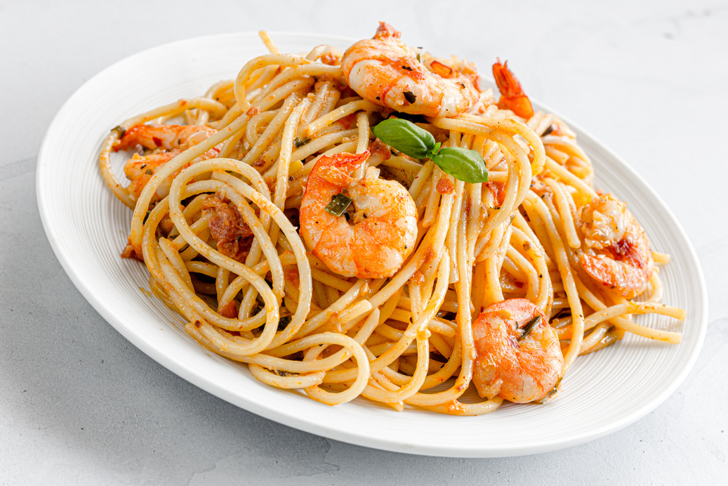 Shrimp Spaghetti / Shrimp Scampi  / Prawn Pasta / Seafood Shrimp Spaghetti Italian Food Photo